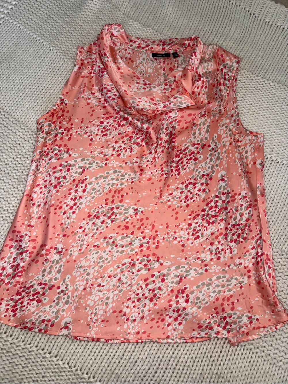 Sleeveless Cowl Neck Coral Print Top